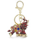 Porte-clés éléphant en zinc avec cristaux multicolores
