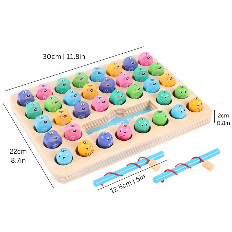 Jeu de pêche avec poissons colorés et cannes magnétiques