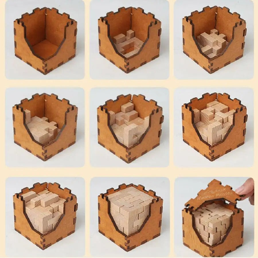 Pièces de puzzle en bois dispersées sur une table