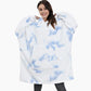 Pull plaid bleu ciel avec capuche et poche kangourou