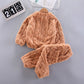 Pyjama enfant chocolat, col rond et manches longues