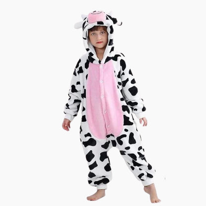 Vue de face d'une combinaison vache en polaire douce