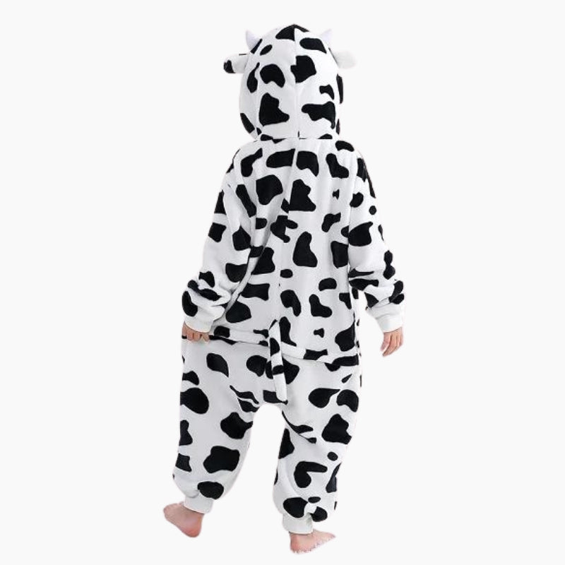 Pyjama combinaison fille vache avec capuche et oreilles