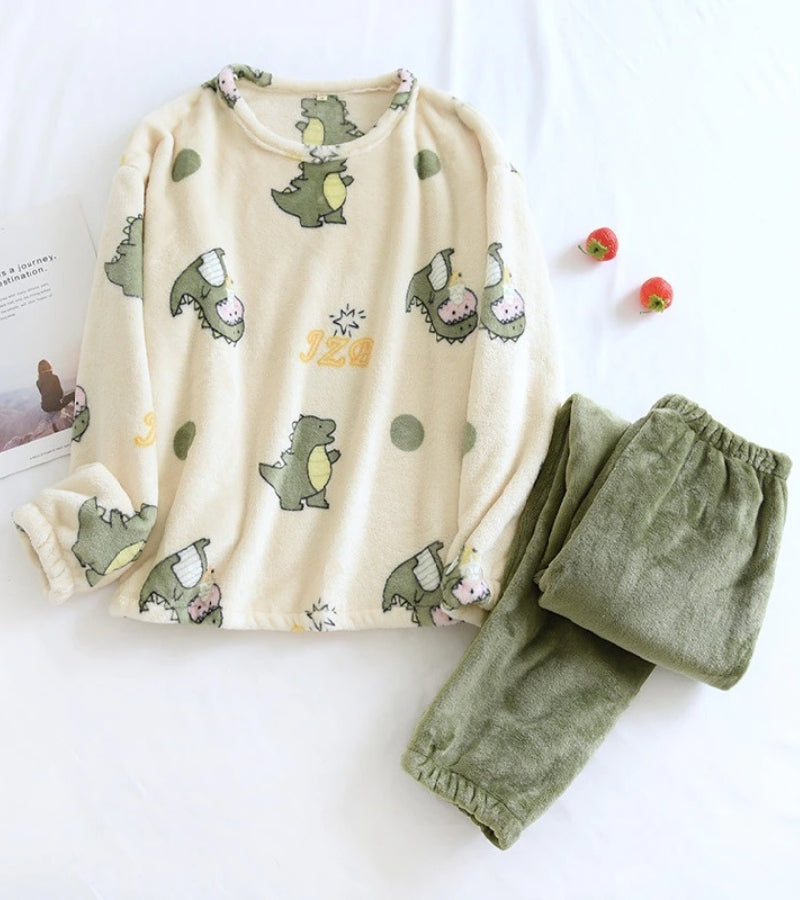 Vue d'ensemble du pyjama dinosaure pour adultes