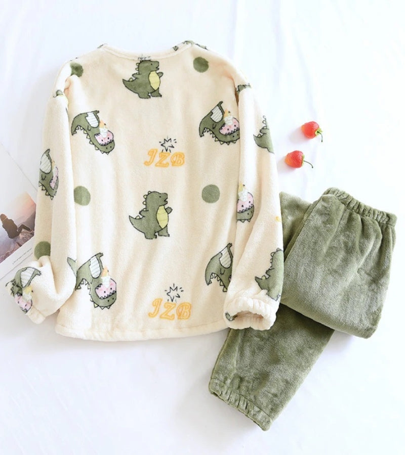 Pyjama dinosaure en Pilou Pilou avec motifs colorés