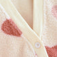 Pyjama flanelle crème, motifs cœurs, manches longues, coupe ample