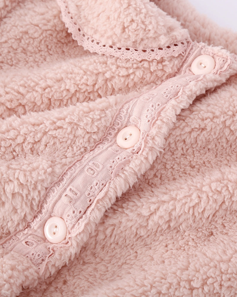 Détail du tissu flanelle rose doux et confortable