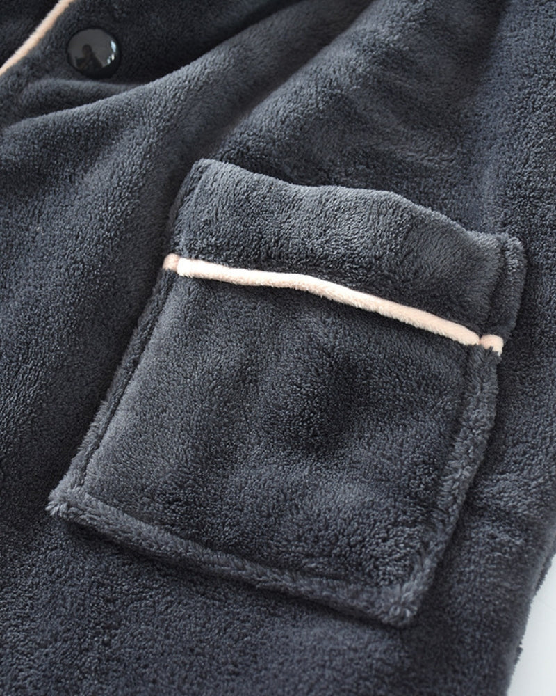 Ensemble pyjama polaire gris anthracite, confortable et chaud