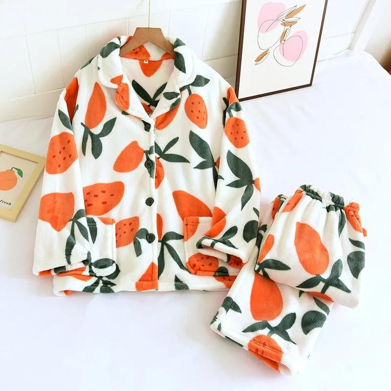 Pyjama blanc à motifs de fruits colorés pour femme