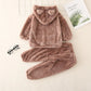 Pyjama bébé marron avec capuche et oreilles en molleton