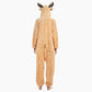Femme portant un pyjama onesie renne orange en polaire