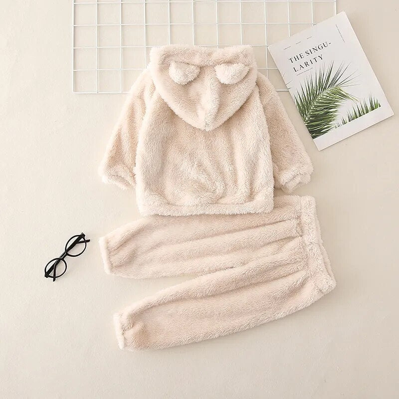 Pyjama crème bébé avec capuche, matière douce Pilou Pilou