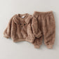 Pyjama enfant blanc en polaire, motif animal sur le torse