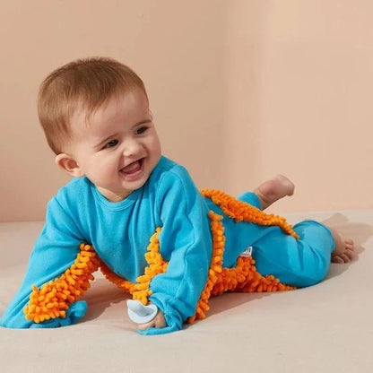 Pyjama rouge pour bébé, franges ludiques et fermeture éclair frontale
