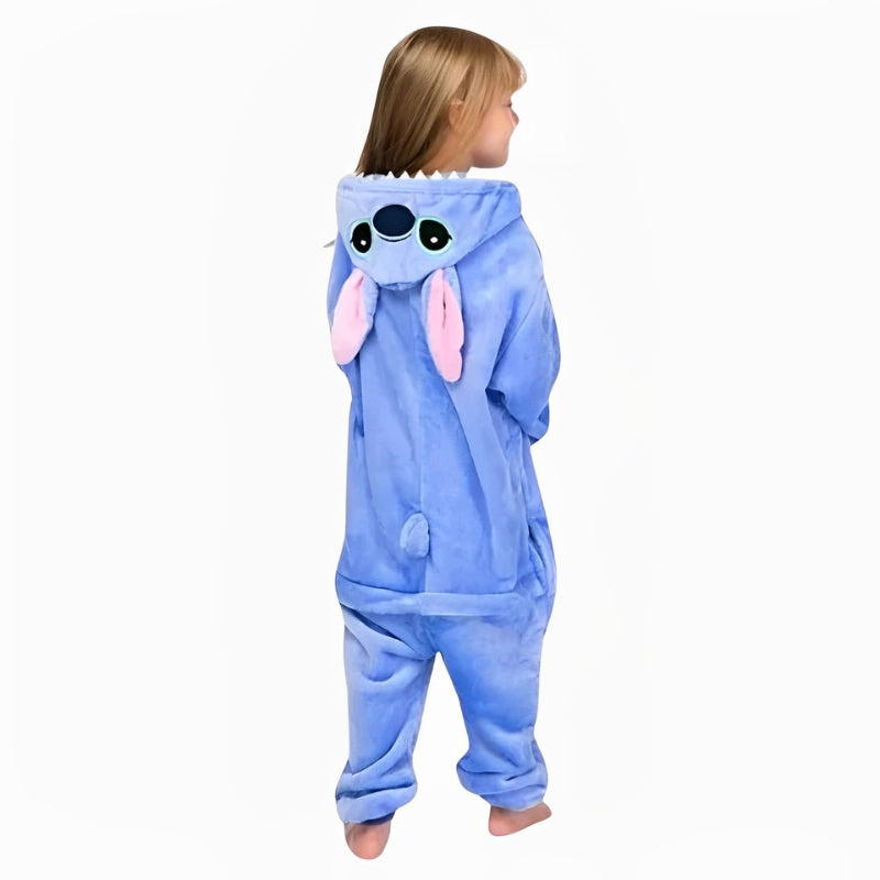 Combinaison pyjama polaire Stitch pour fille avec capuche