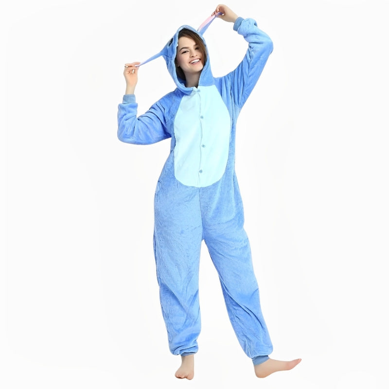Pyjama Stitch bleu, vue d'ensemble, manches longues