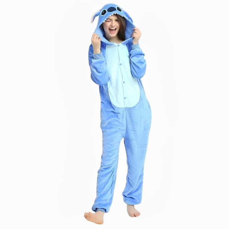 Pyjama Stitch bleu avec capuche et oreilles visibles