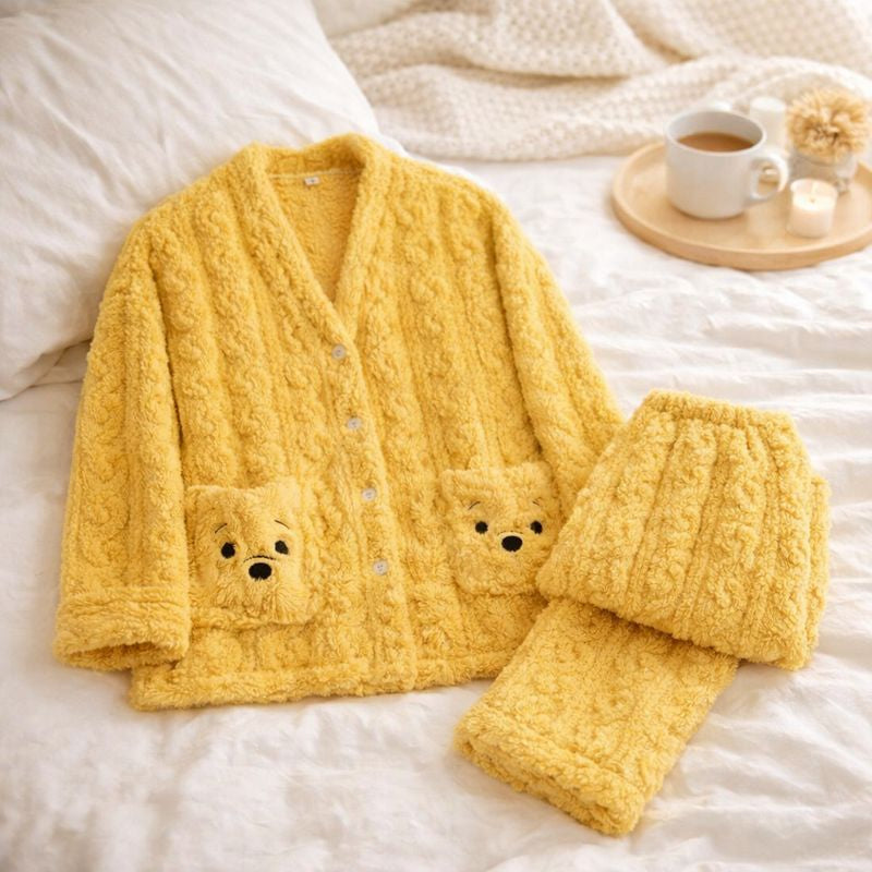 Pyjama jaune pilou pour femme, confort et douceur