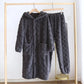 Robe de chambre en laine gris anthracite avec ceinture