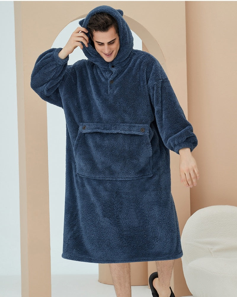 Détail des poignets élastiques sur robe de chambre