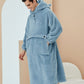 Robe de chambre polaire bleu ciel avec capuche et oreilles