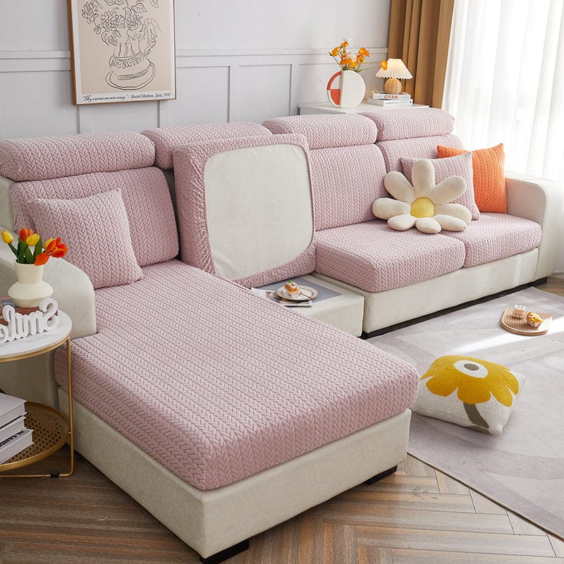 Détail du motif wool sur housse polaire rose