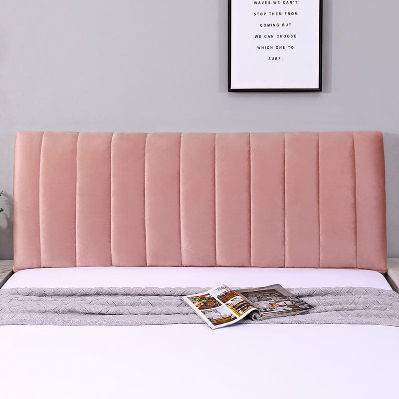 Housse de tête de lit rose avec poches latérales visibles