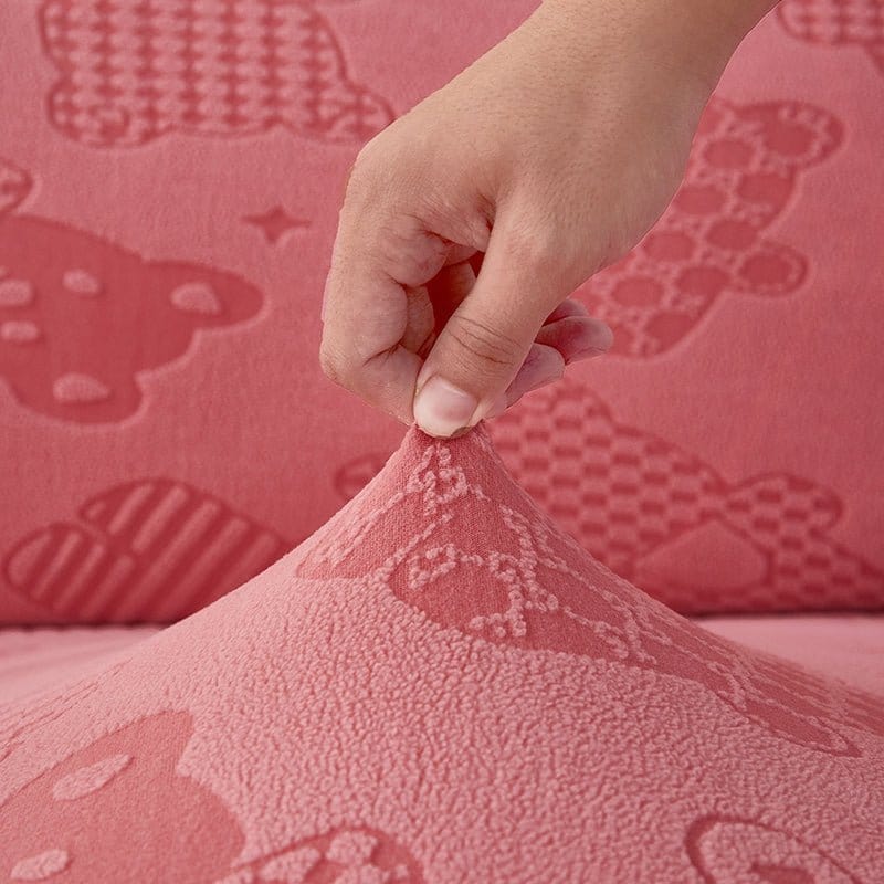 Détail de la texture moelleuse de la housse polaire