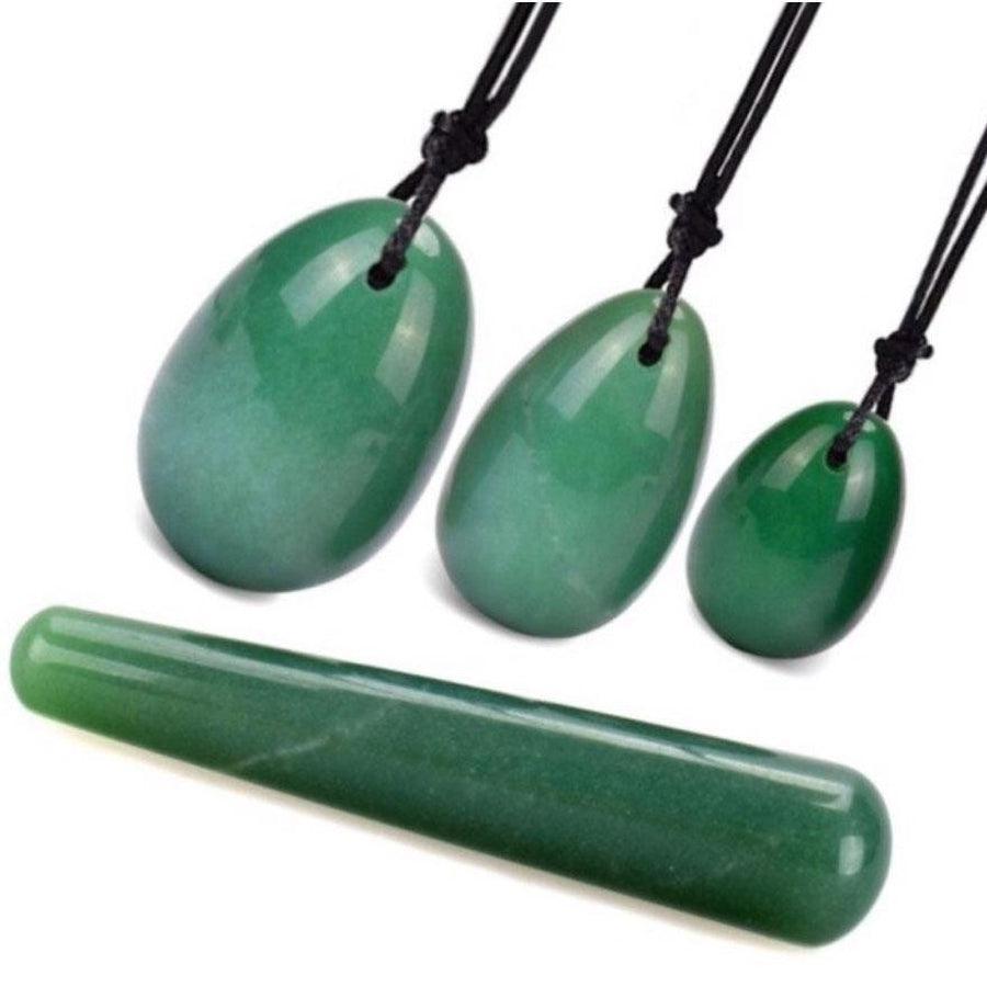 Trois œufs de Yoni en aventurine de tailles variées