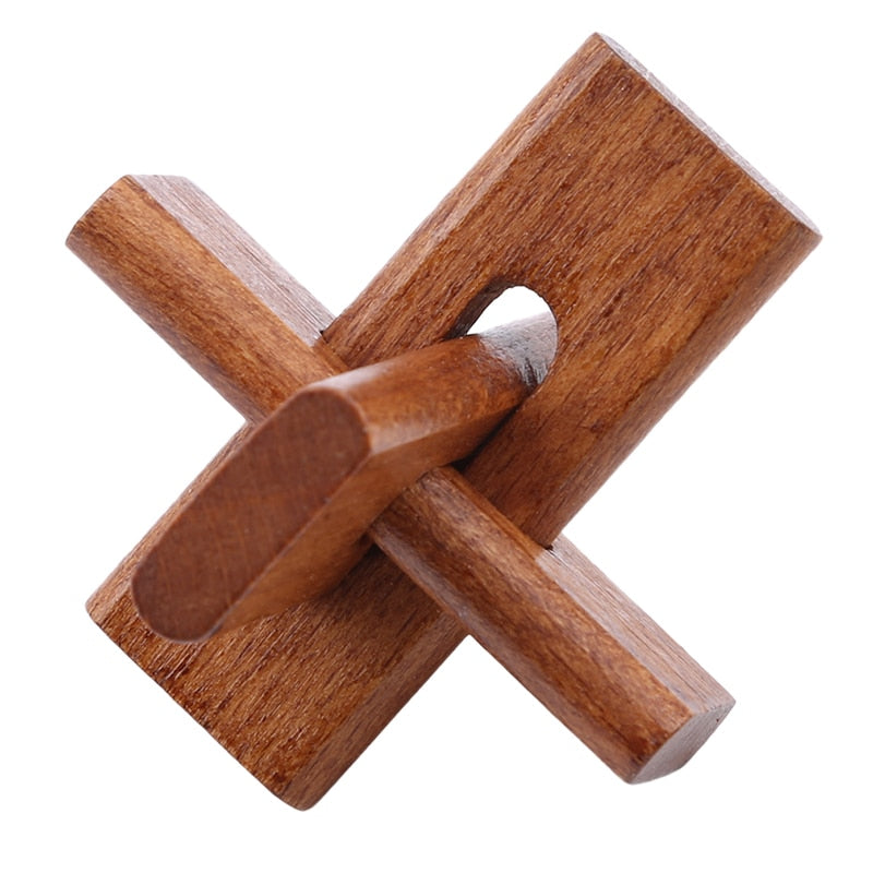 Vue d'ensemble des six casse-têtes en bois avec boîte de rangement