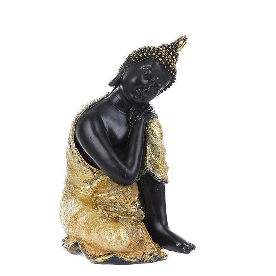 Statue Bouddha Amitabha en gros plan, détails artisanaux visibles