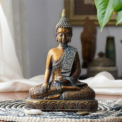 Statue Bouddha, finition détaillée, résine marron