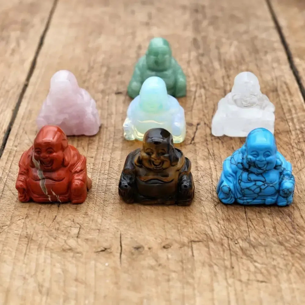 Bouddha rieur en aventurine verte, attirant chance et prospérité