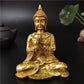Statue Bouddha or namasté, vue de profil droit