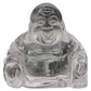 Bouddha rieur en opale, couleurs chatoyantes, fond uni