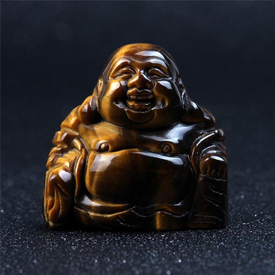 Collection de statuettes Bouddha rieur, différentes pierres naturelles