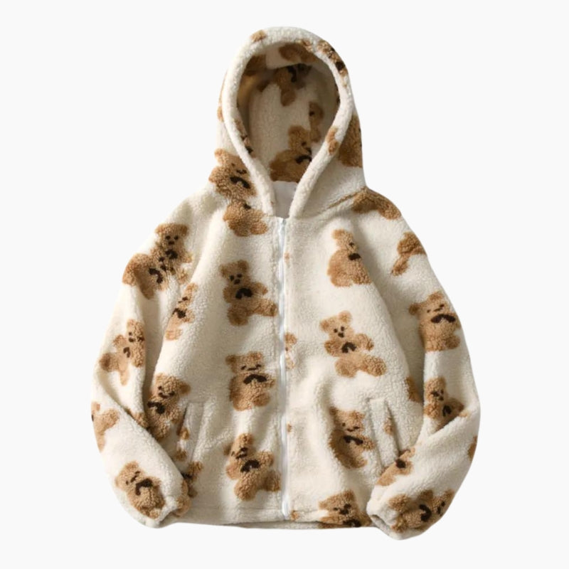 Vue de face du sweat-shirt marron avec capuche et poche