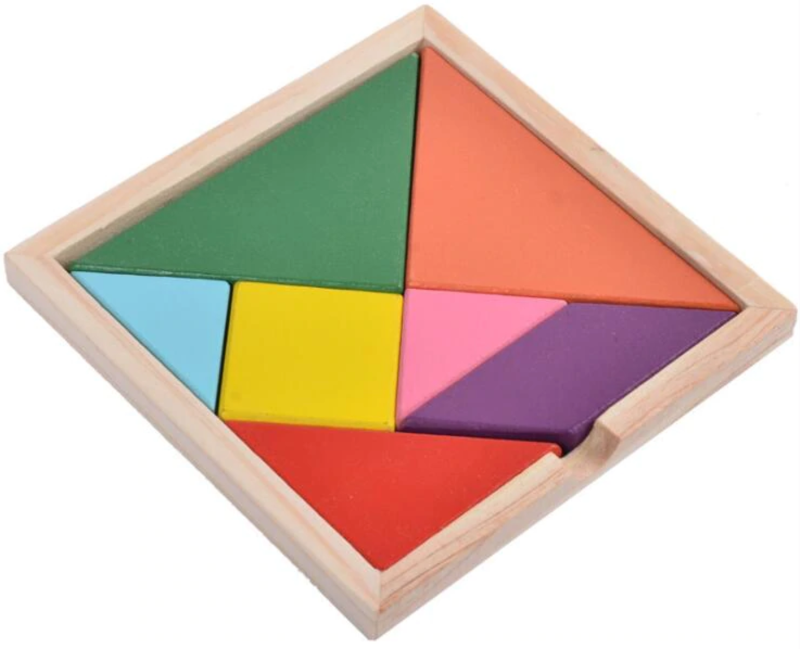 Vue d'ensemble d'un tangram carré assemblé