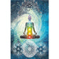 Bouddha en position du Lotus avec chakras colorés alignés
