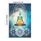 Toile satinée montrant Bouddha et les sept chakras alignés