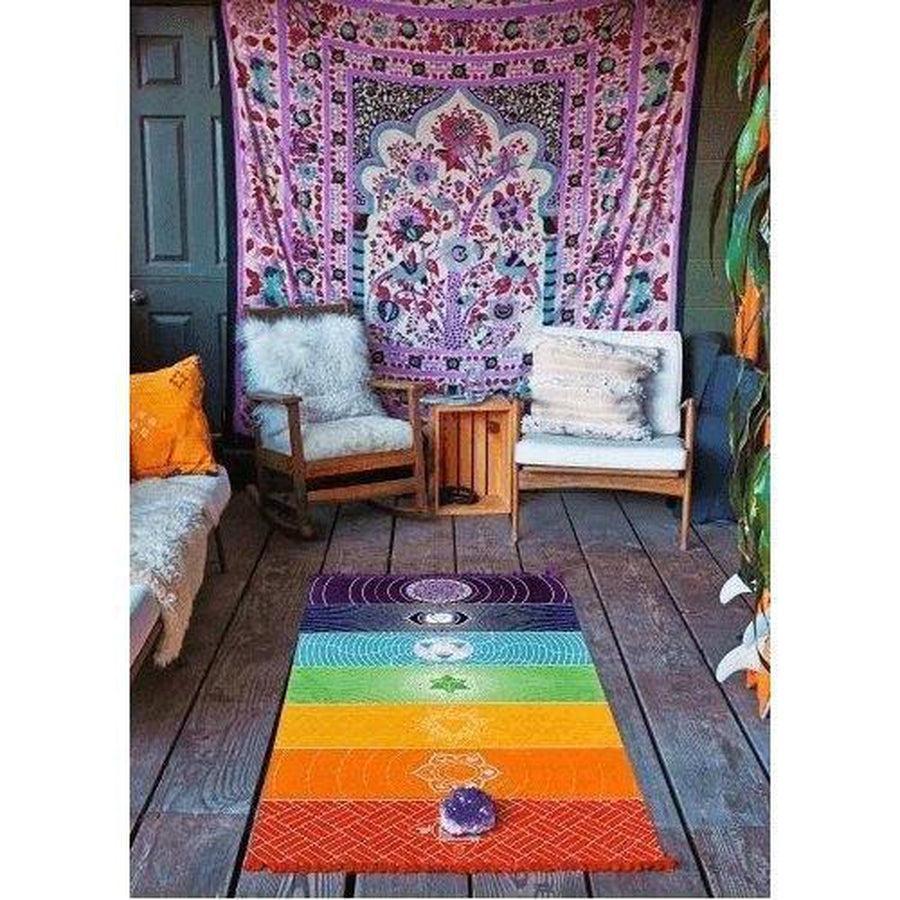 Toile en coton avec motifs des 7 chakras colorés