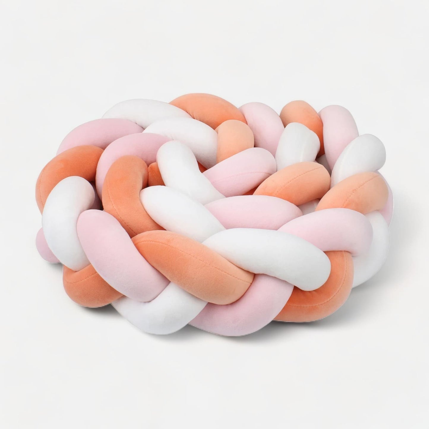 Tour de lit tressé corail pour bébé en coton doux