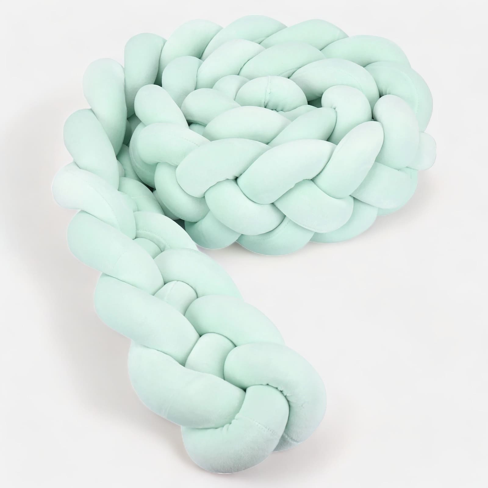 Tour de lit tressé couleur menthe en coton respirant