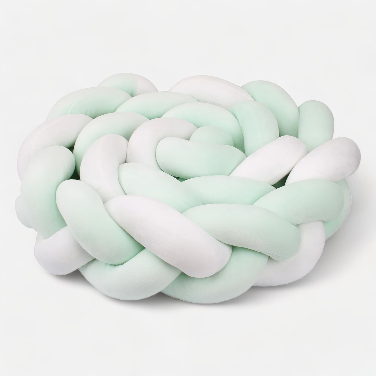 Tour de lit tressé vert menthe en coton doux pour bébé