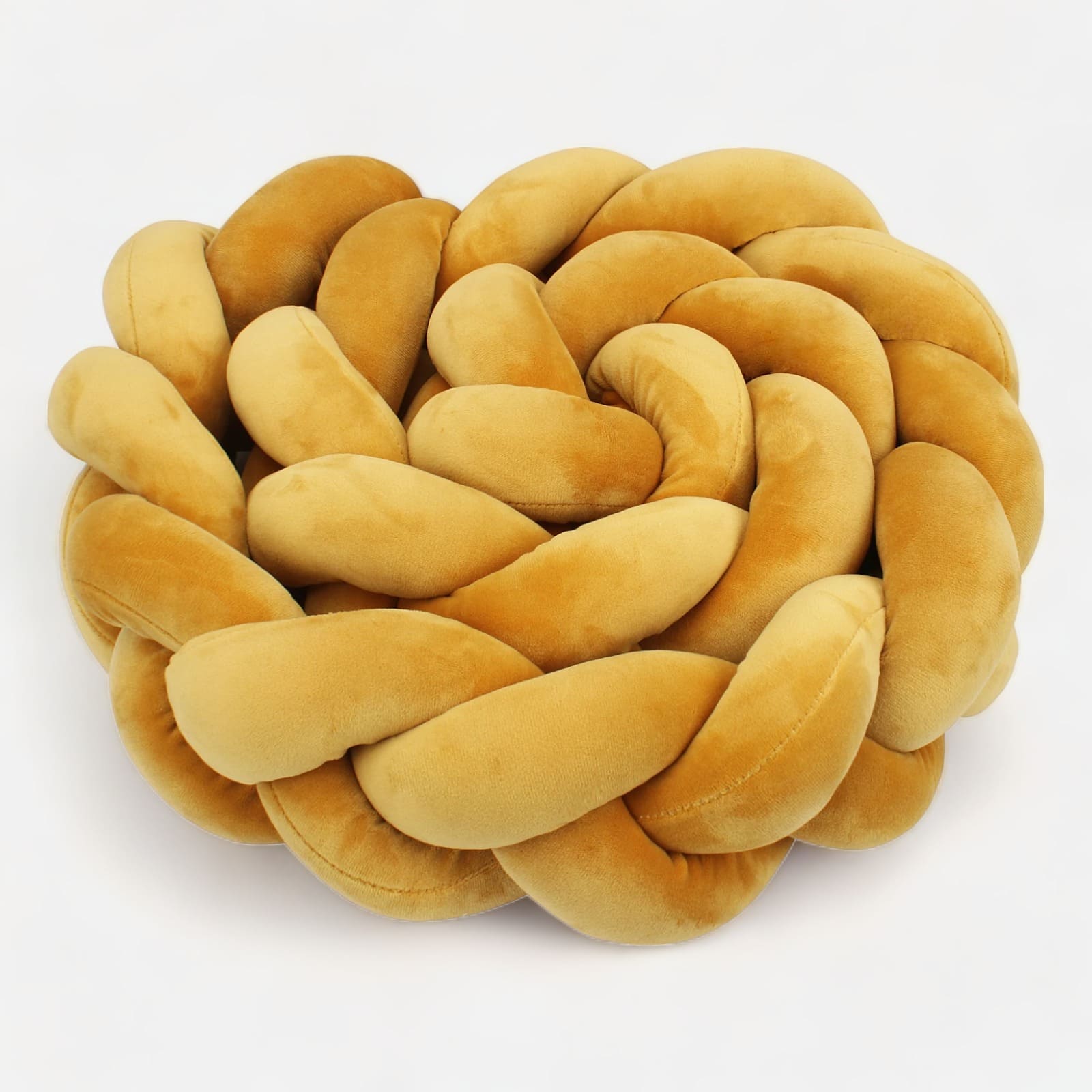 Détail de la tresse de lit moutarde pour bébé