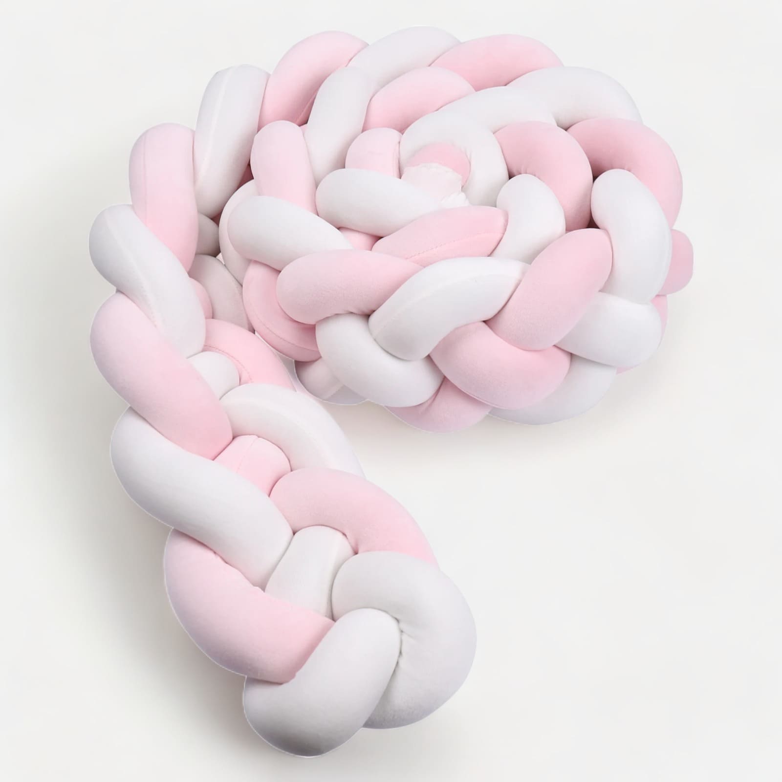 Vue rapprochée de la tresse rose et blanche