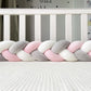 Tour de lit tressé en coton velours rose gris blanc