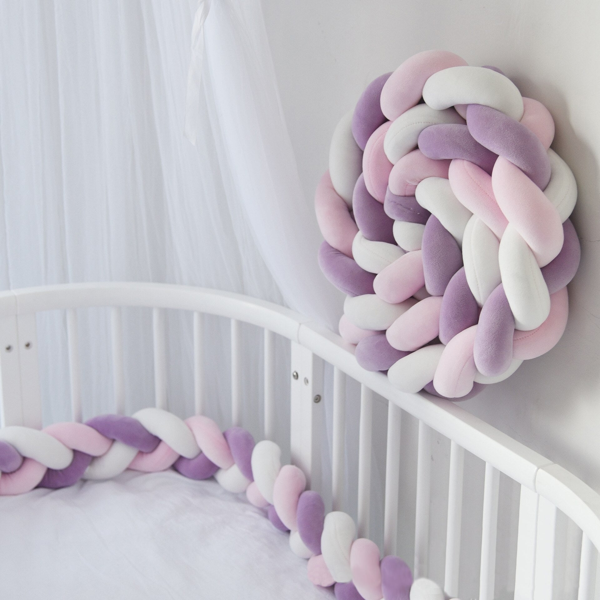 Contour de lit tressé en tissu doux effet velours