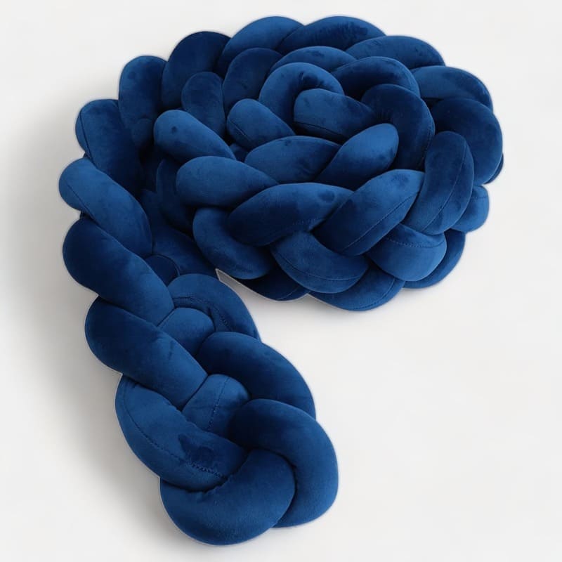 Tresse de lit bleu en coton doux vue de côté