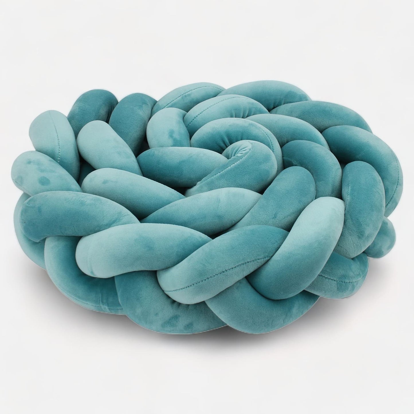 Détail des nœuds de la tresse de lit bleu